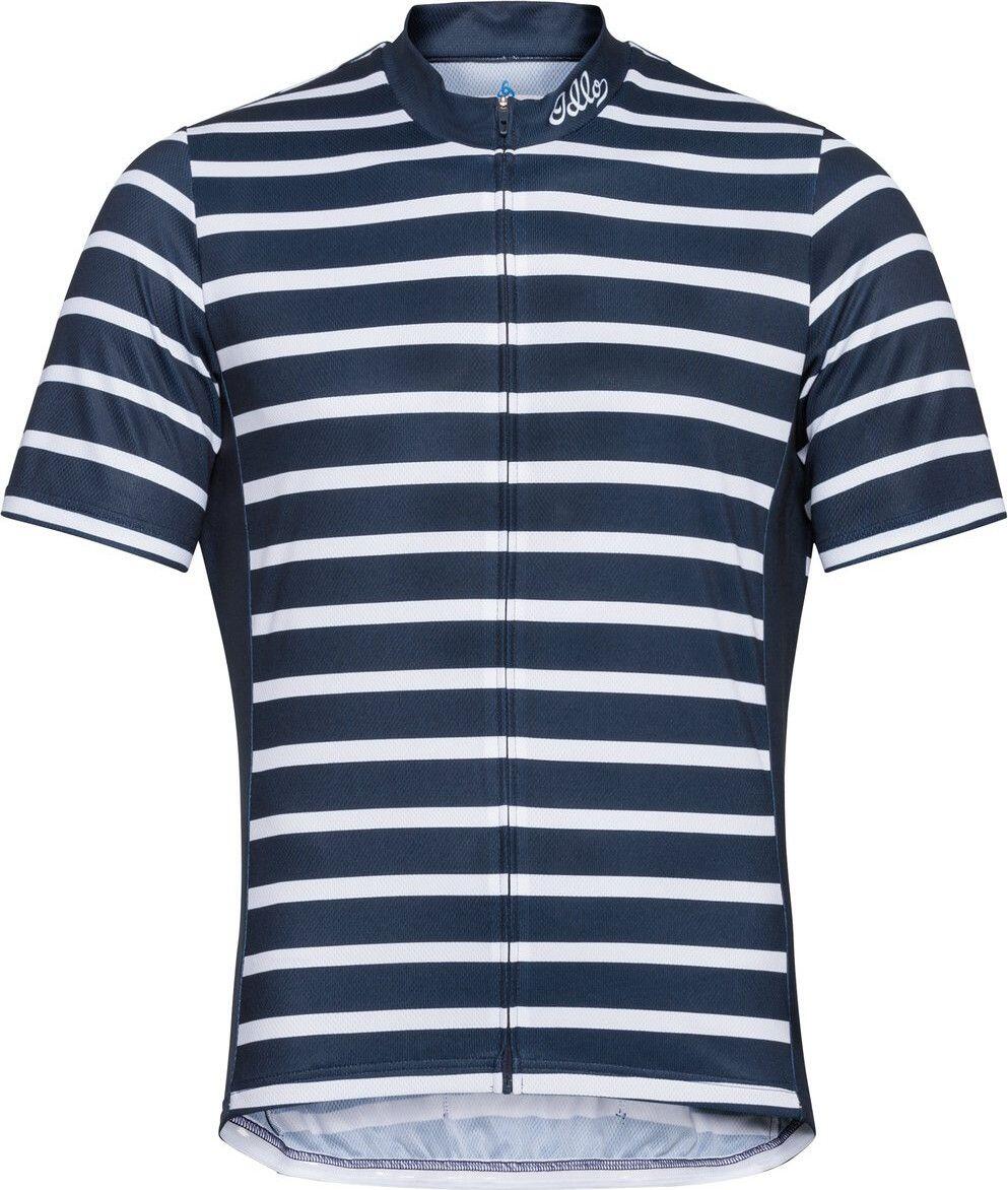 Maillot Manches Courtes Odlo Essential Print Bleu / Blanc 1/4