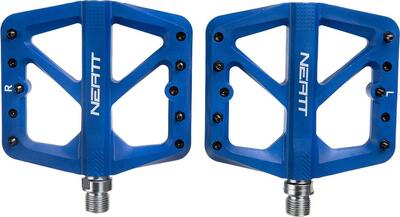 Paar neatt composite flat pedals 5 spikes blue