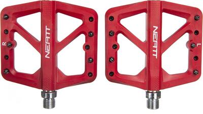 Paar neatt composite flat pedals 5 spikes red