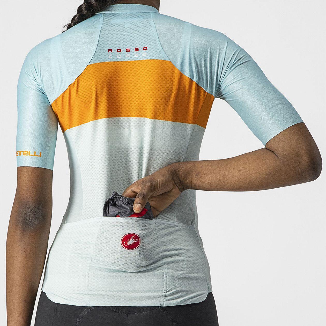 Maglia Castelli Aero Pro Blu / Arancione Donna 3/4