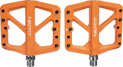 Paar neatt composite flat pedals 5 spikes orange