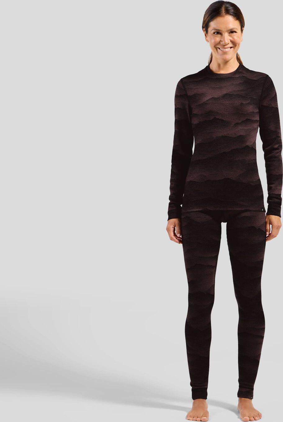 Collant Long Femme Odlo Merino Warm Heritage Noir/Violet 3/6
