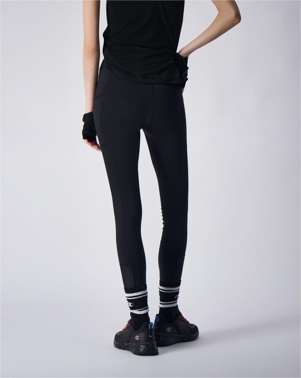 Legging Champion C-Tech preto — cintura alta, 2 bolsos 3/4