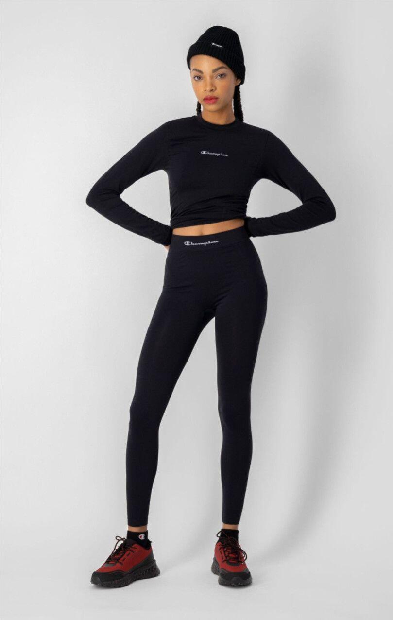 Leggings Lunghi Donna Senza Cuciture Seamless Nero 2/5