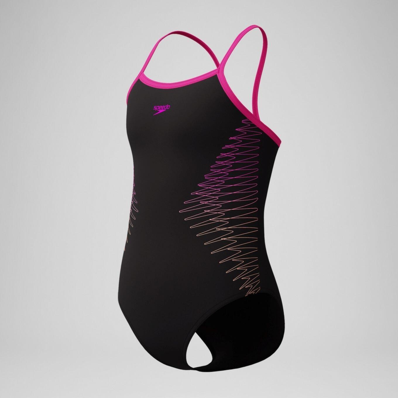 Maillot de bain Speedo Plastisol Placement Noir/Rose Fille 3/5