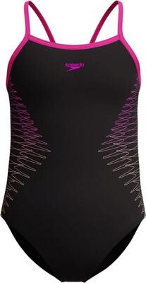 Speedo plastisol plaatsingsbadpak zwart/roze meisjes