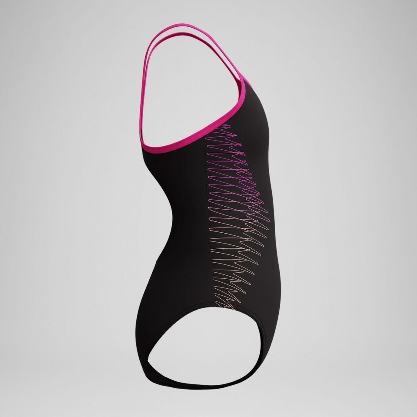 Maillot de bain Speedo Plastisol Placement Noir/Rose Fille 4/5