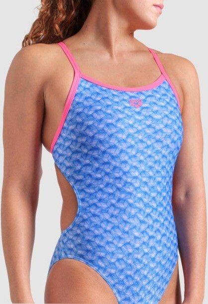 Maillot de bain Arena New Monogram Dos Challenge Bleu/Rose Femme 3/7