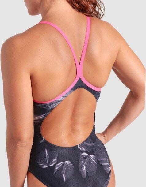 Arena Frozen Leaves Swimsuit Black/Pink Women's 4/5