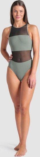 Arena Mesh Panels Vent Back Swimsuit Green 5/7
