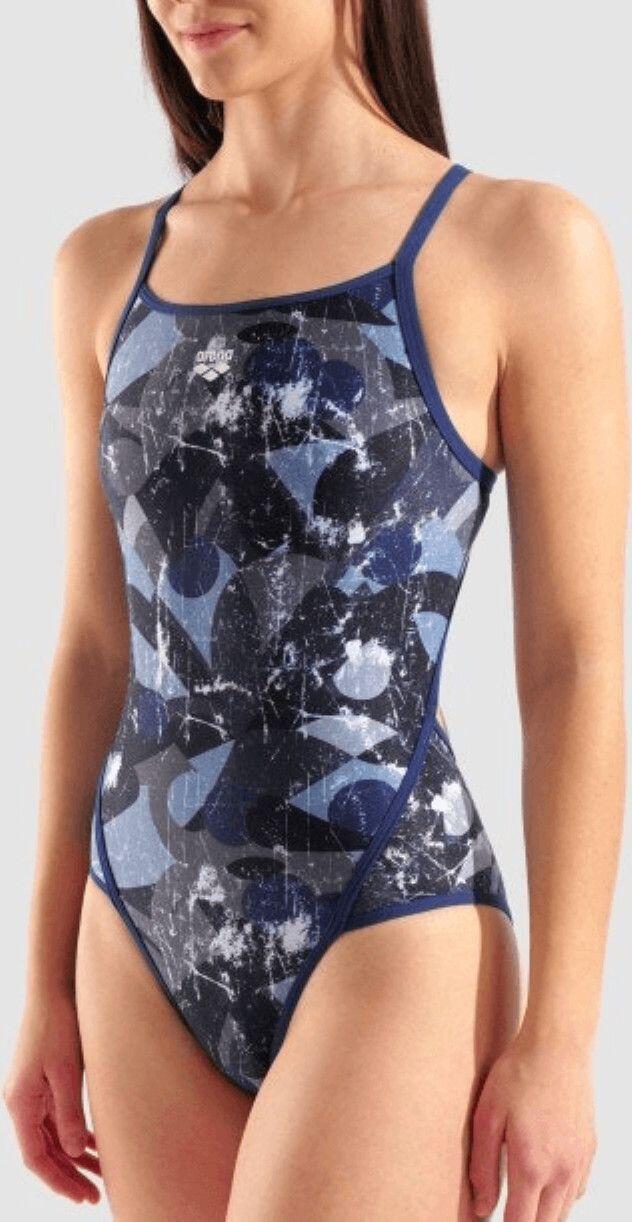Maillot de bain Arena Scratched Noir/Bleu Femme 3/5