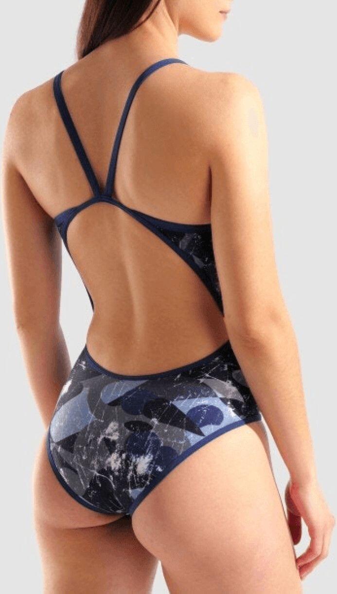 Maillot de bain Arena Scratched Noir/Bleu Femme 4/5