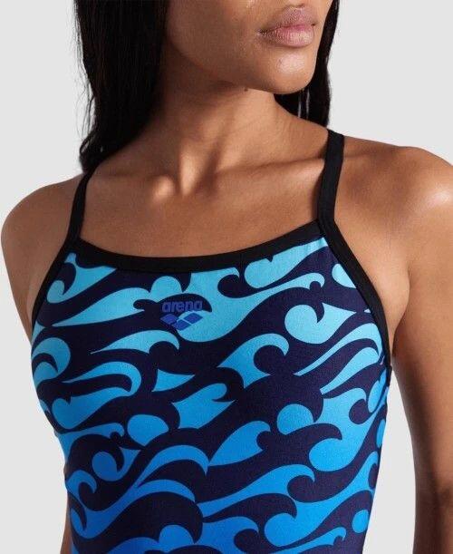 Fato de banho Arena Surf's Up para mulher Preto Azul 4/5