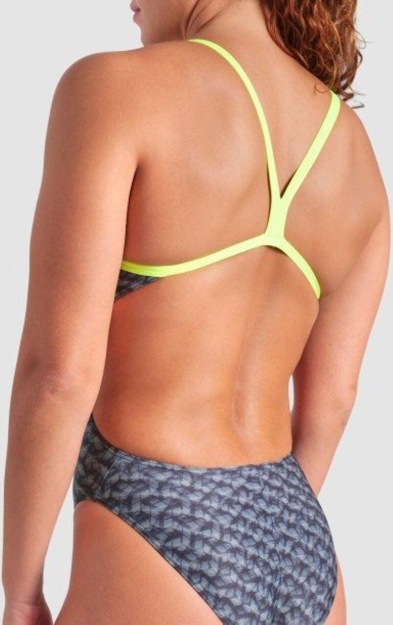 Fato de banho Arena New Monogram Dos Challenge Dark Sage Multi/Artic Lime para m 4/7
