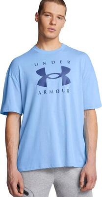Under armour heavyweight logo blue heren kort mouw t-shirt s