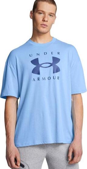 T-Shirt Manches Courtes Under Armour Heavyweight Logo Bleu S Homme
