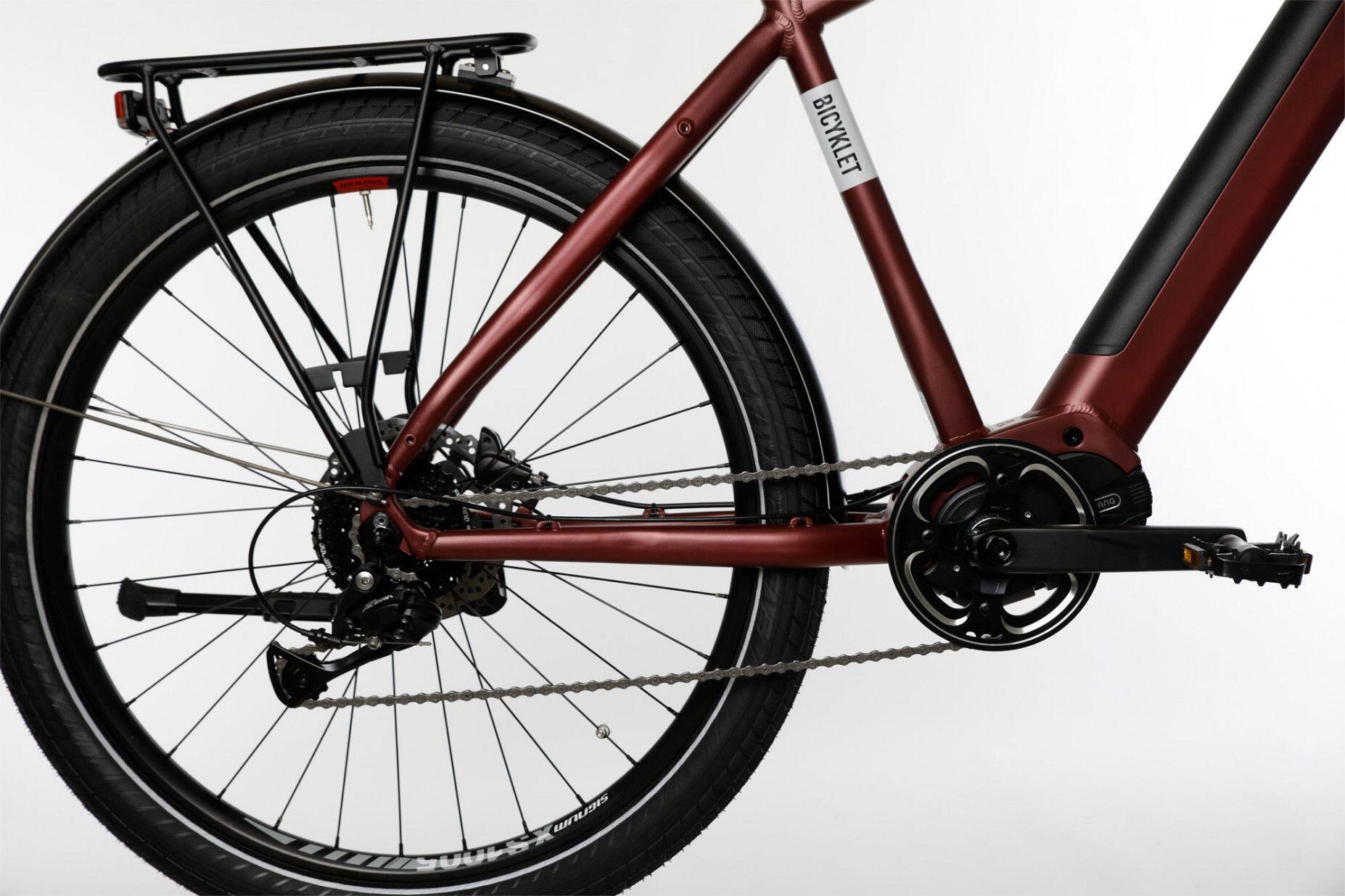 Bicyklet Raymond Electric City Bike Shimano Acera 9S 504 Wh 27.5'' Rojo Burdeos 3/7