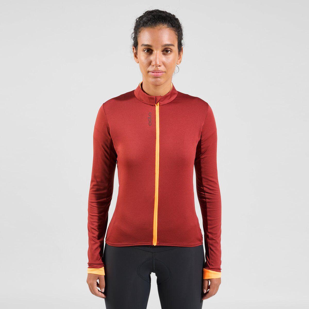 Casaco de ciclismo para mulher Odlo Full Zip Zeroweight Ceramiwarm Vermelho 3/5