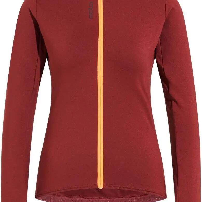 Women's Cycling Jacket Odlo Full Zip Zeroweight Ceramiwarm Red