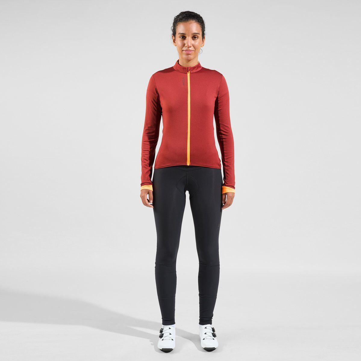 Casaco de ciclismo para mulher Odlo Full Zip Zeroweight Ceramiwarm Vermelho 4/5