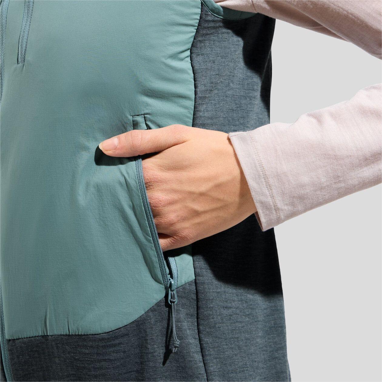 Gilet ibrido Odlo Ascent da donna verde/grigio 6/7
