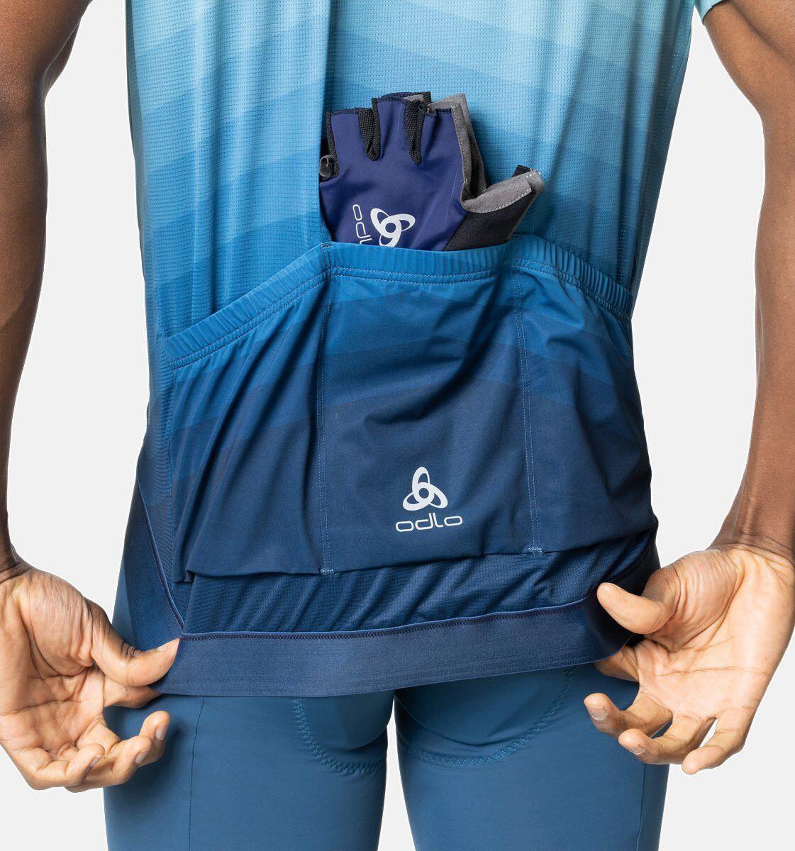 Odlo Zeroweight Turquoise / Blue Short Sleeve Zip Jersey 3/3