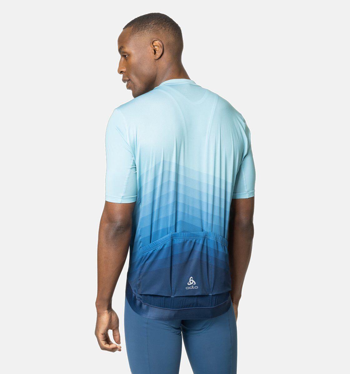 Odlo Zeroweight Turquoise / Blue Short Sleeve Zip Jersey 2/3