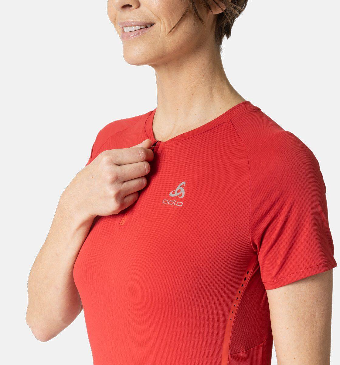 T-Shirt Running Odlo X-Alp Trail 1/2 Zip Rouge Femme 4/4