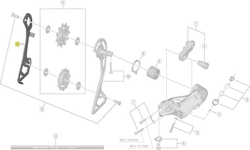 Chape de dérailleur interne Shimano GS RD-R8000 2/2