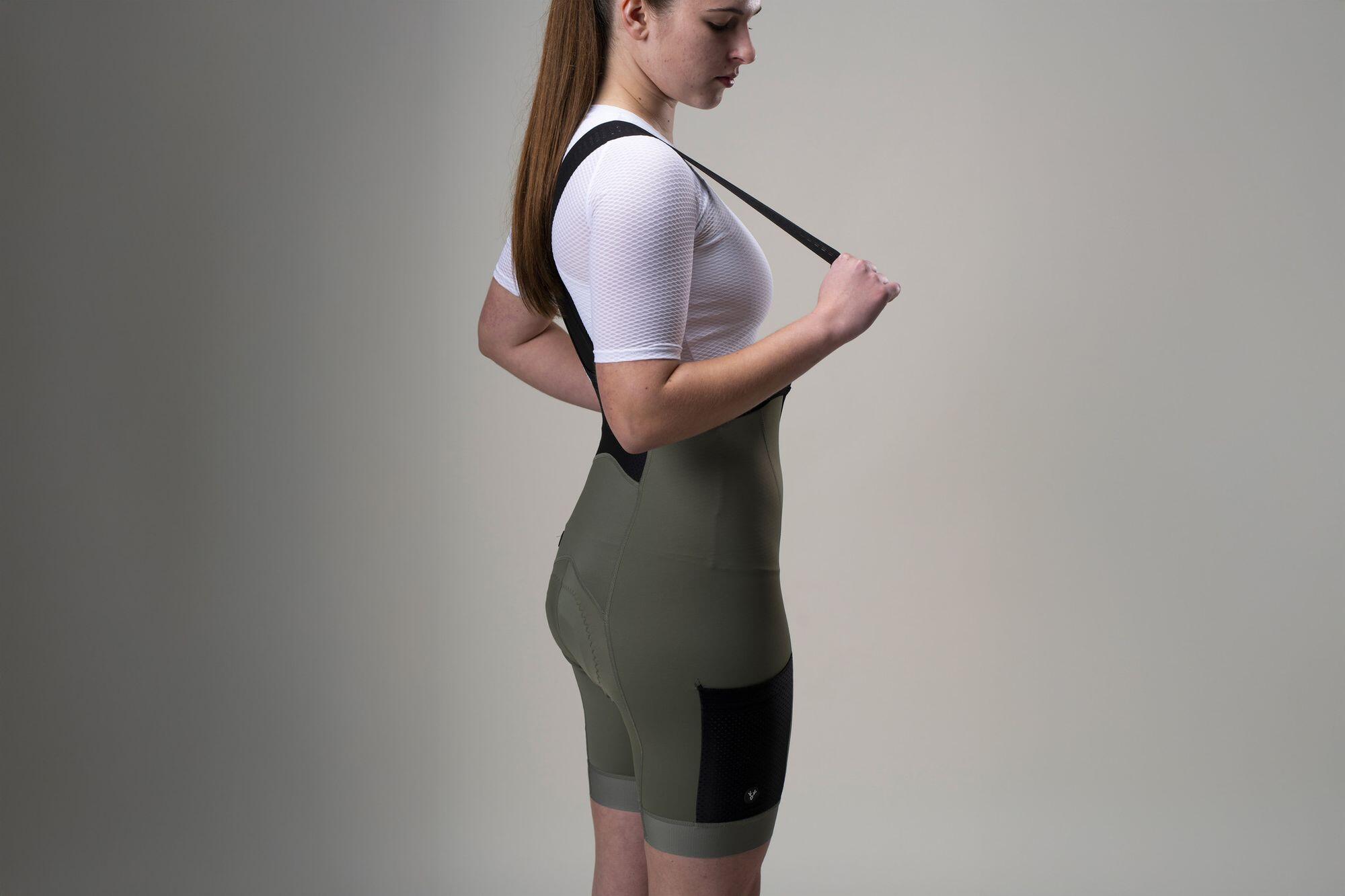 Pantaloncini da ciclismo da donna LeBram Off-Road Cargo verde kaki 3/5