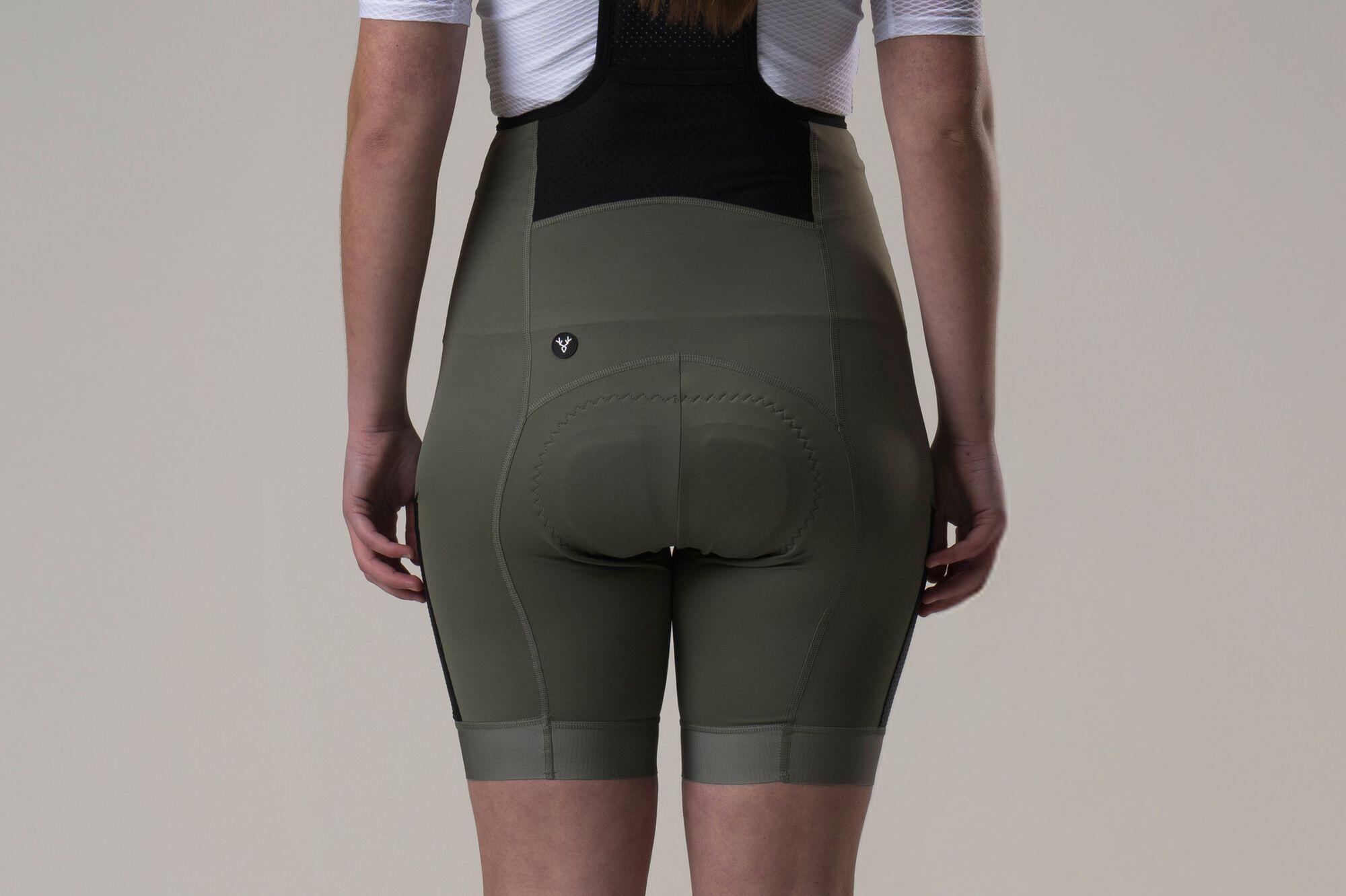 Pantaloncini da ciclismo da donna LeBram Off-Road Cargo verde kaki 4/5