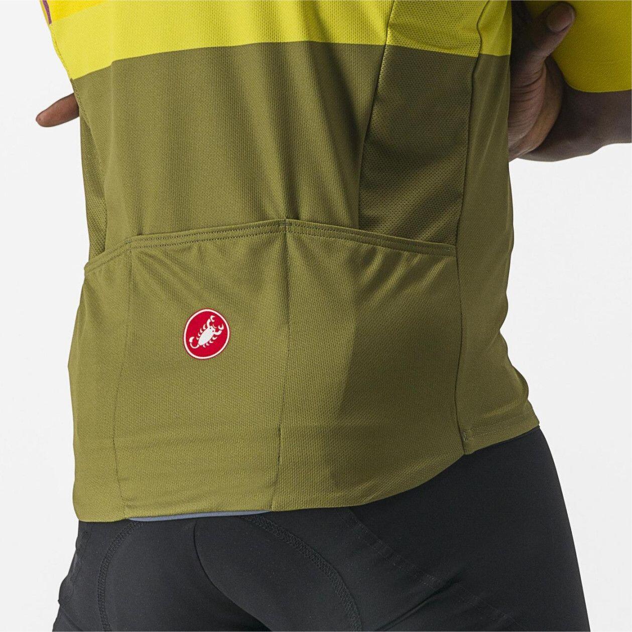 Maillot Manches Courtes Castelli A Blocco Jaune/Khaki 3/6