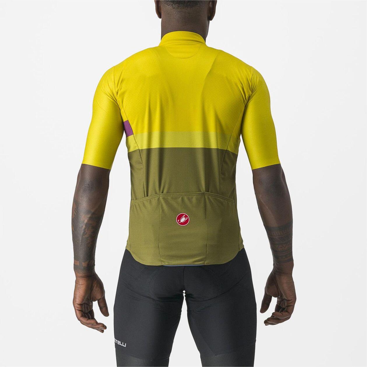Maillot Manches Courtes Castelli A Blocco Jaune/Khaki 2/6