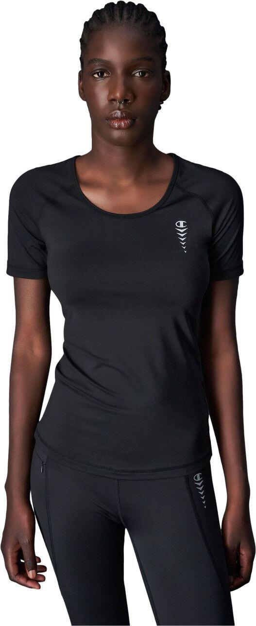 Camiseta de manga corta para mujer Champion C-Tech Negra 1/4