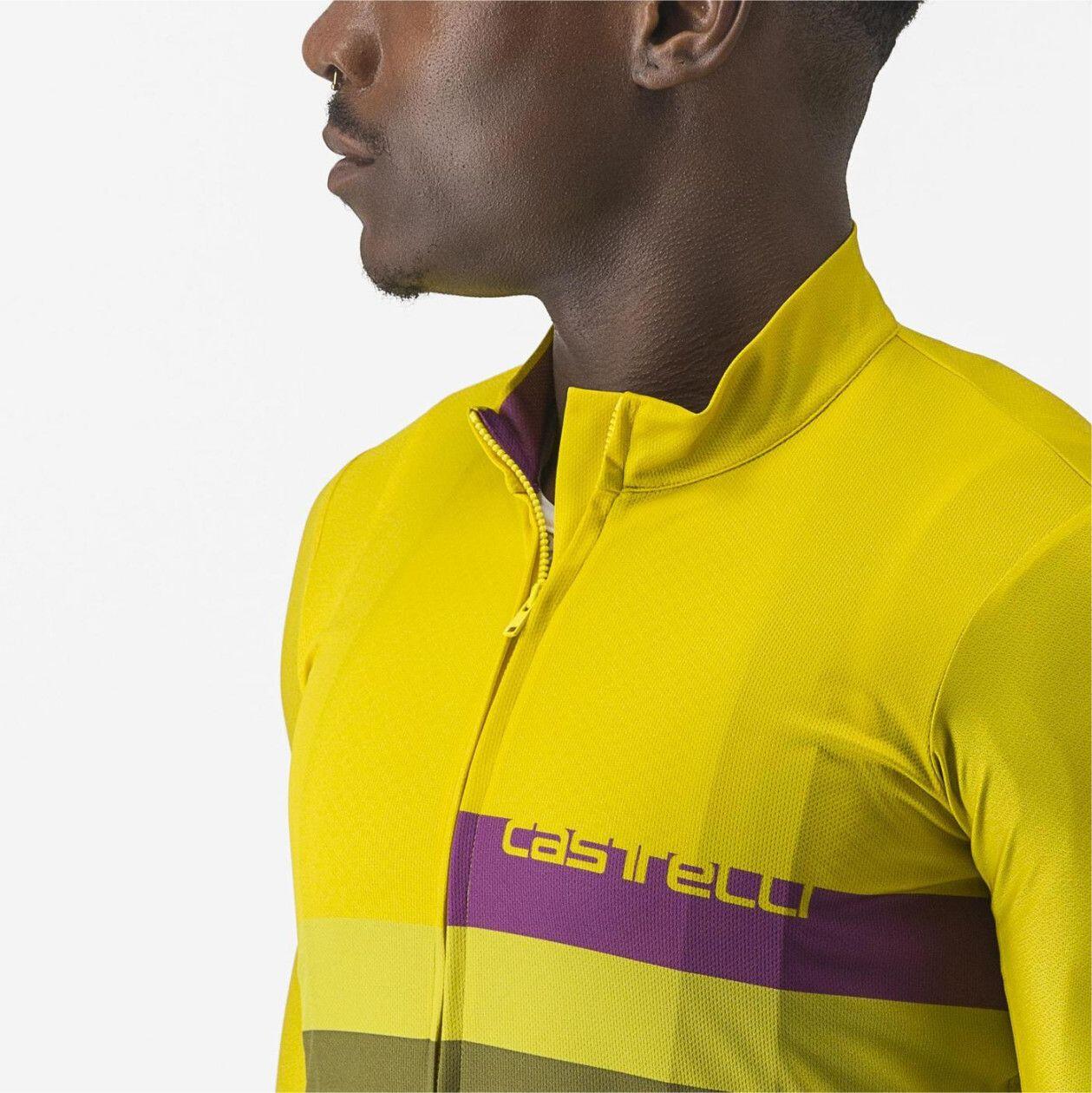 Maillot Manches Courtes Castelli A Blocco Jaune/Khaki 5/6