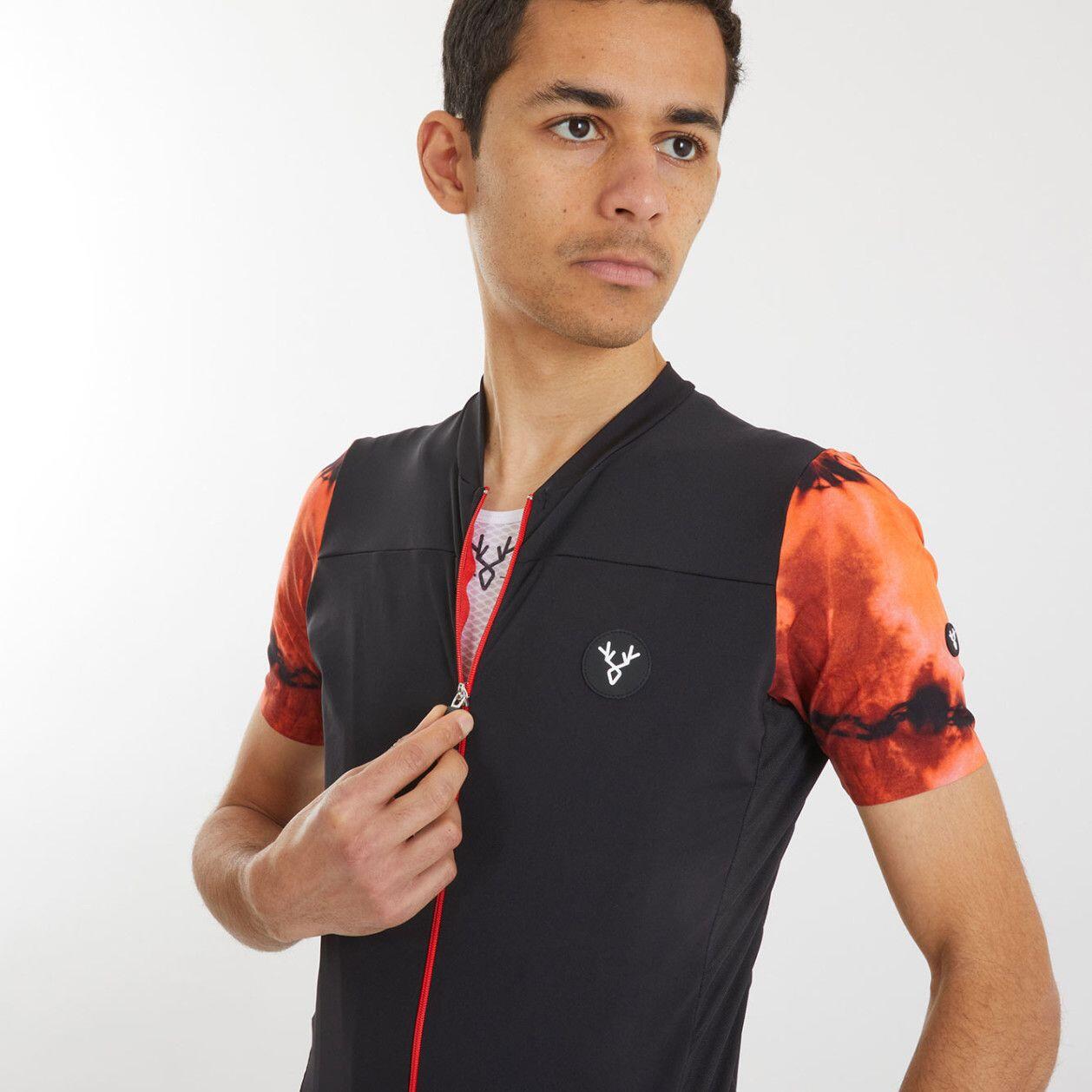 Maillot Manches Courtes LeBram Ventoux Élément Orange Noir 6/7