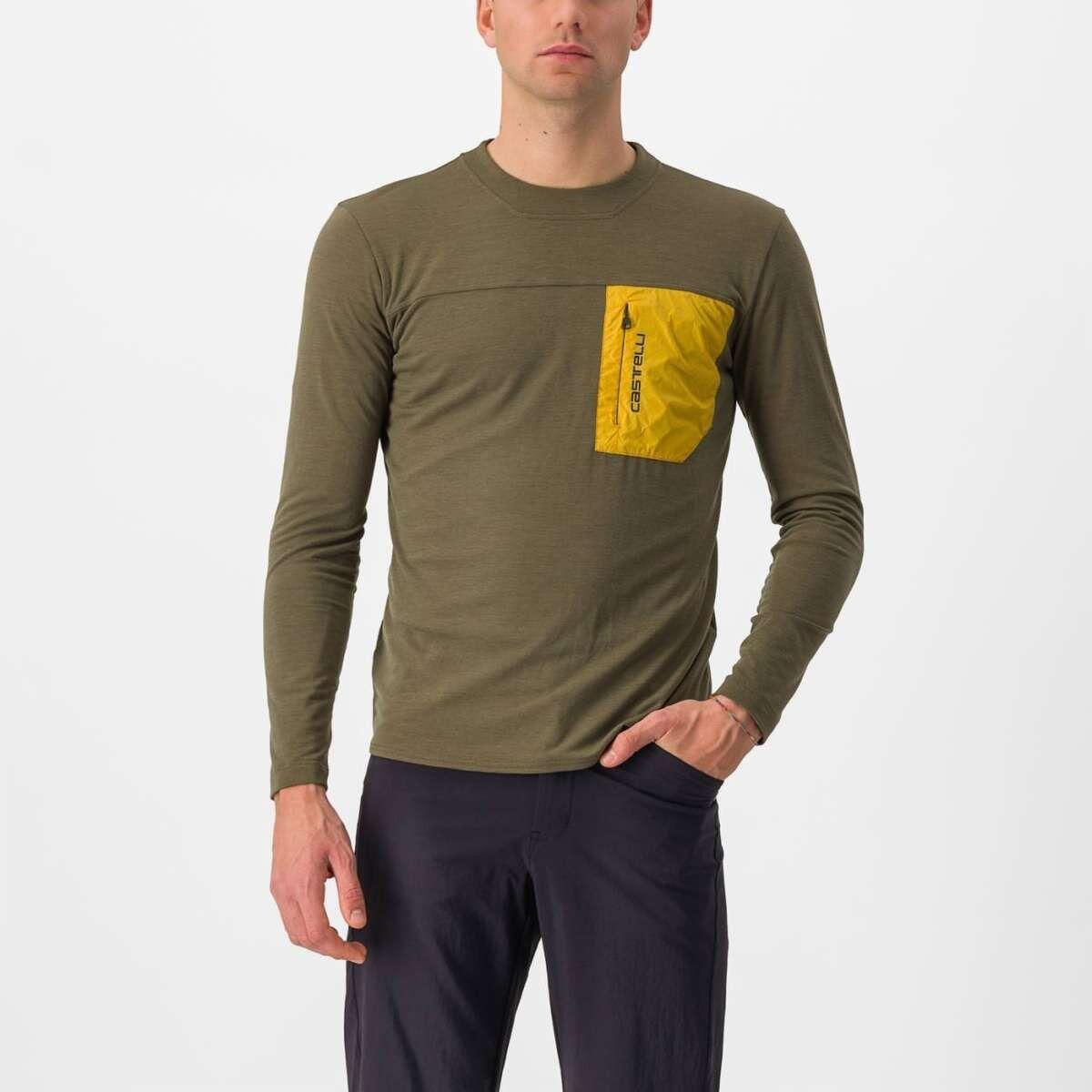 Maillot Manches Longues Castelli Unlimited Merino kaki/jaune 5/5