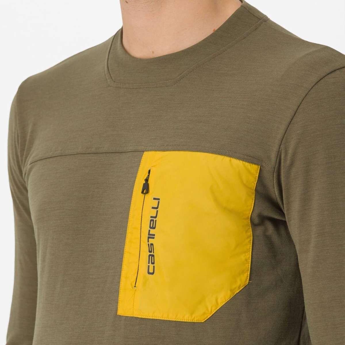 Maillot Manches Longues Castelli Unlimited Merino kaki/jaune 4/5