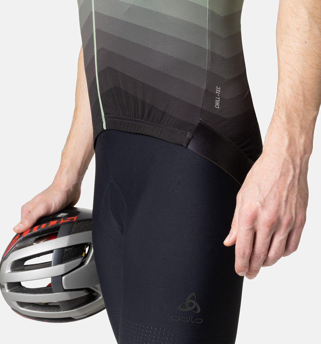 Maillot Manches Courtes Zippé Odlo Zeroweight Vert / Noir 3/4