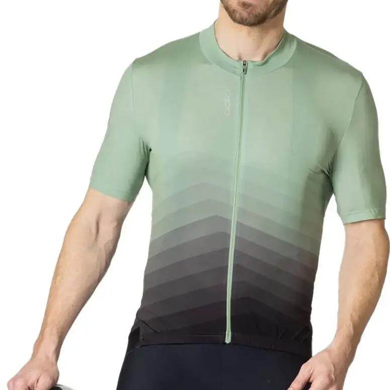 Odlo Zeroweight Short Sleeve Zip Jersey Green / Black