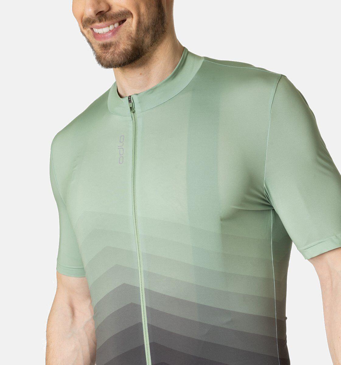 Maillot Manches Courtes Zippé Odlo Zeroweight Vert / Noir 4/4