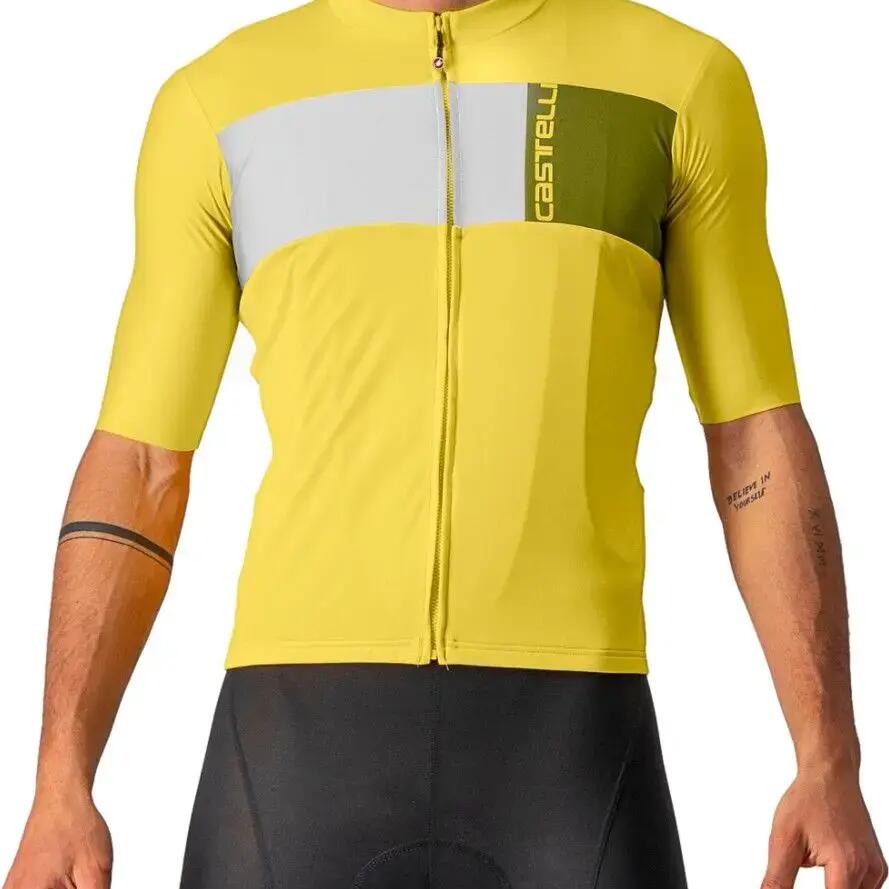 Castelli Prologo 7 Short Sleeve Jersey Yellow/Light Grey