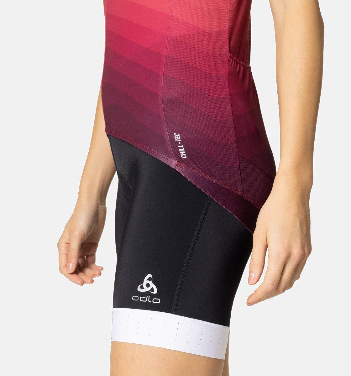 Odlo Zeroweight Maglia a manica corta con zip da donna Rosso / Bordeaux 3/4