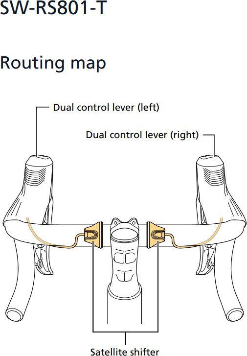 Paire de Manettes Satellites Shimano Di2 SW-RS801-T (Tops) Câble Long (260 mm) 4/5