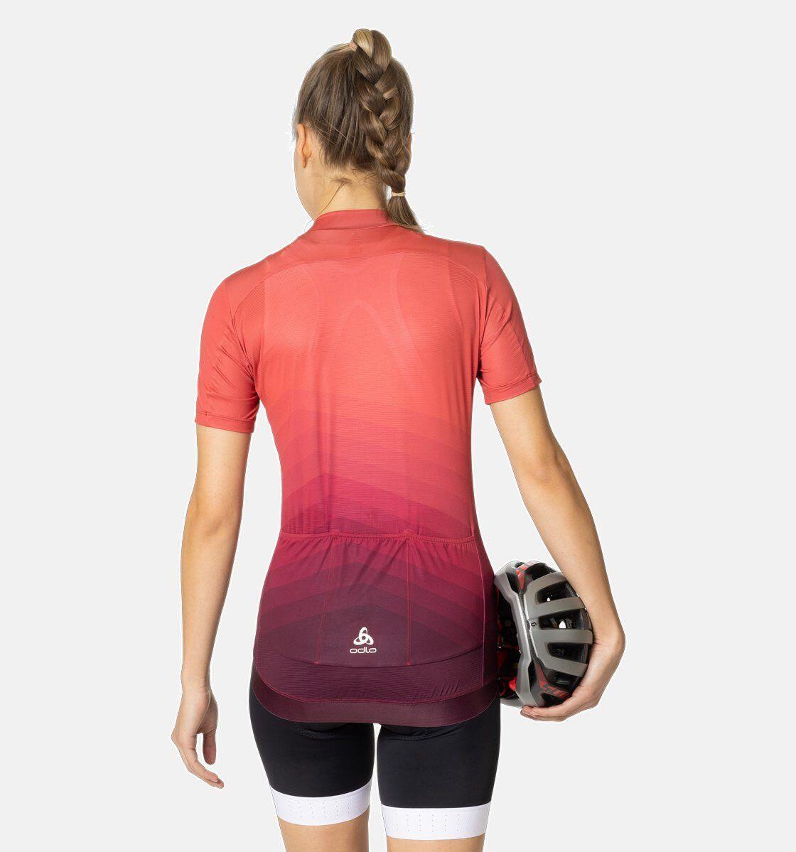 Odlo Zeroweight Maglia a manica corta con zip da donna Rosso / Bordeaux 2/4