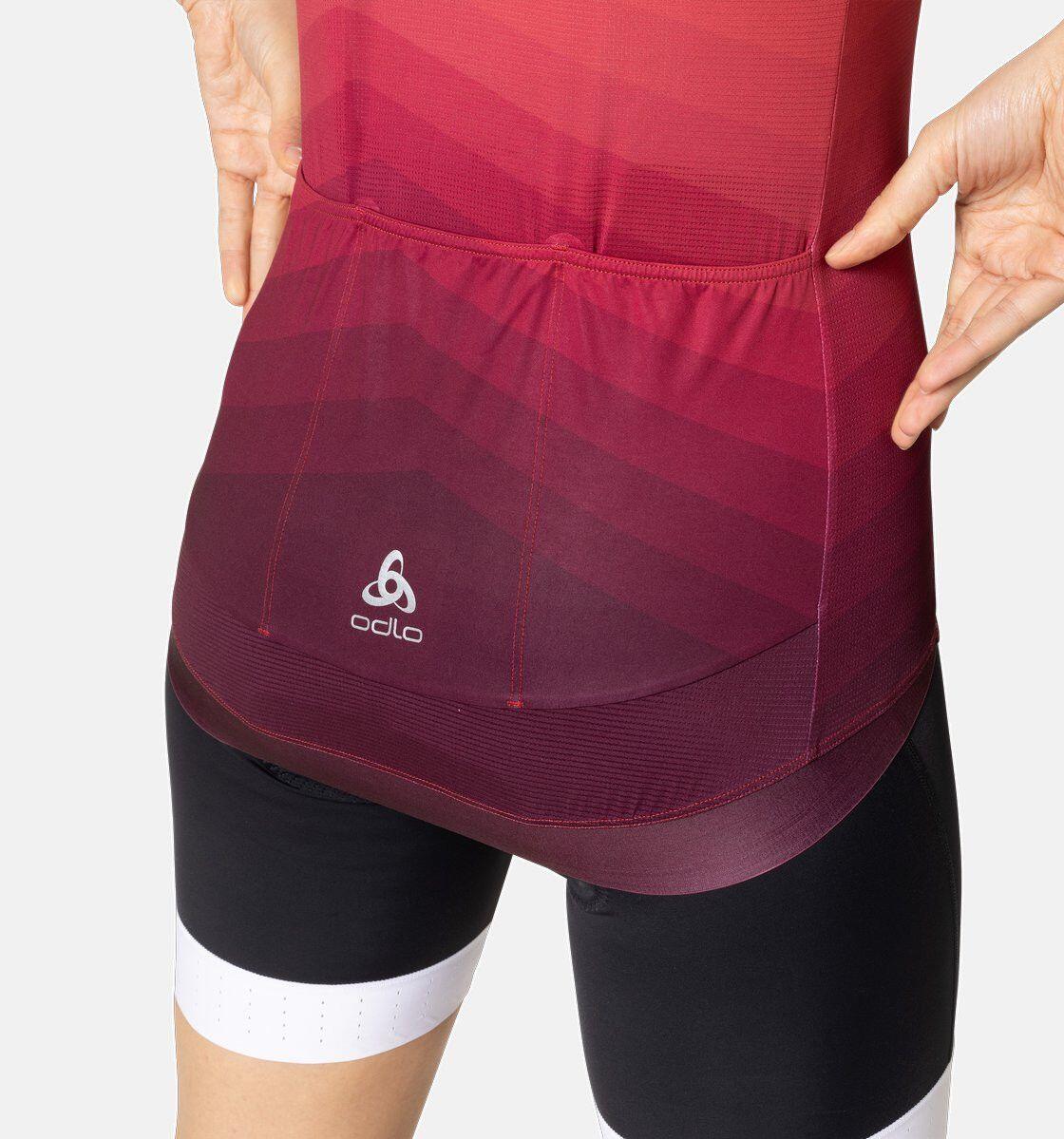 Odlo Zeroweight Maglia a manica corta con zip da donna Rosso / Bordeaux 4/4