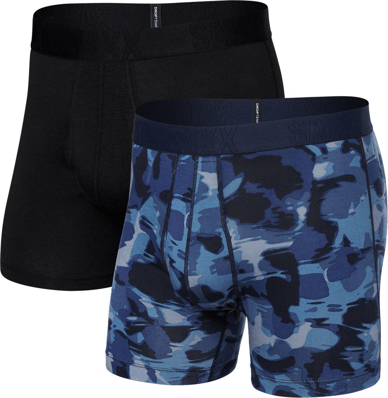 Boxer Saxx DropTemp Cooling Cotton Fly para hombre (Pack de 2) Daybreak Camo/Neg 3/4