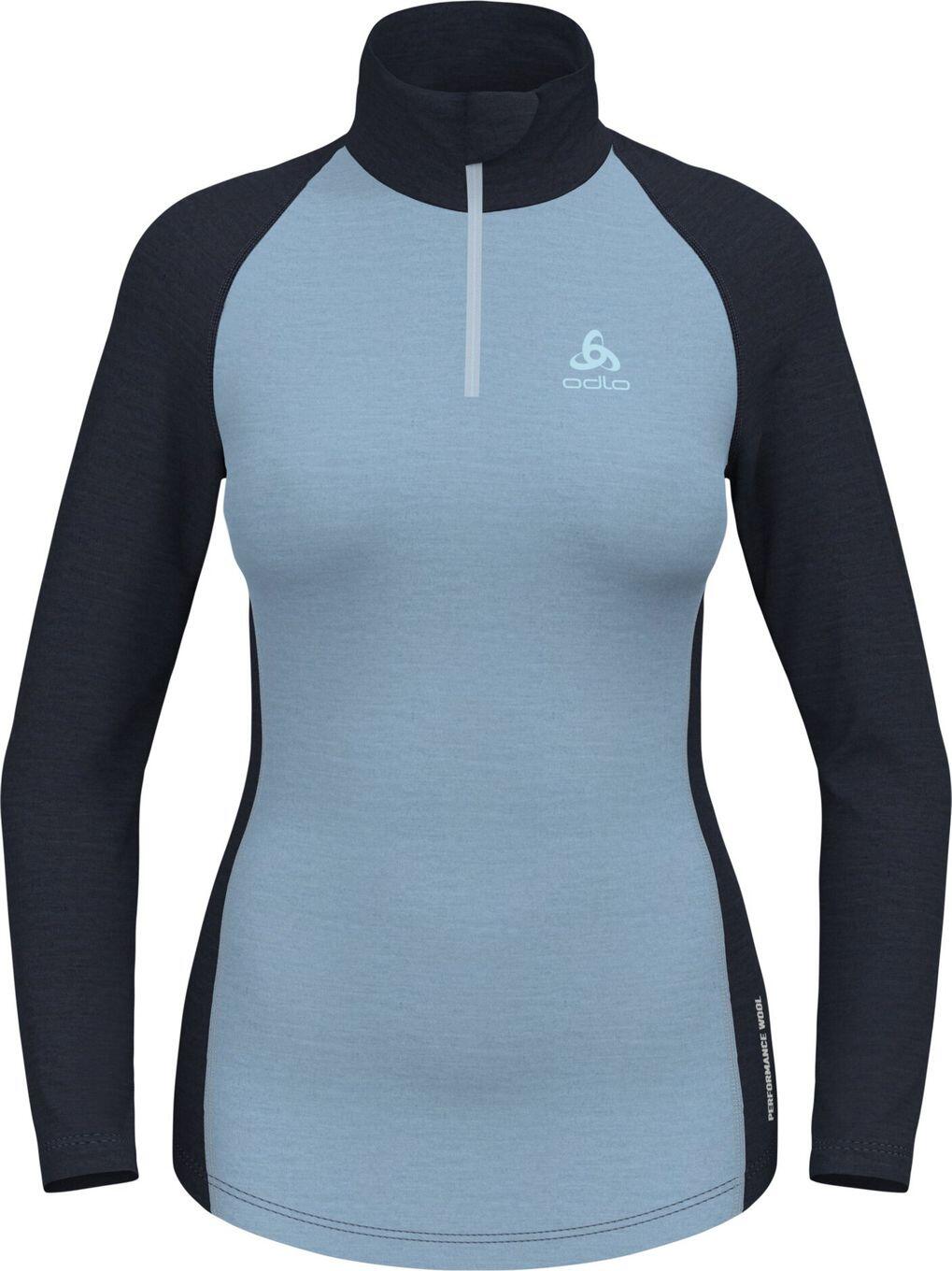 Dames Odlo 1/2 Zip Performance Wool 150 Blue Baselayer 1/2