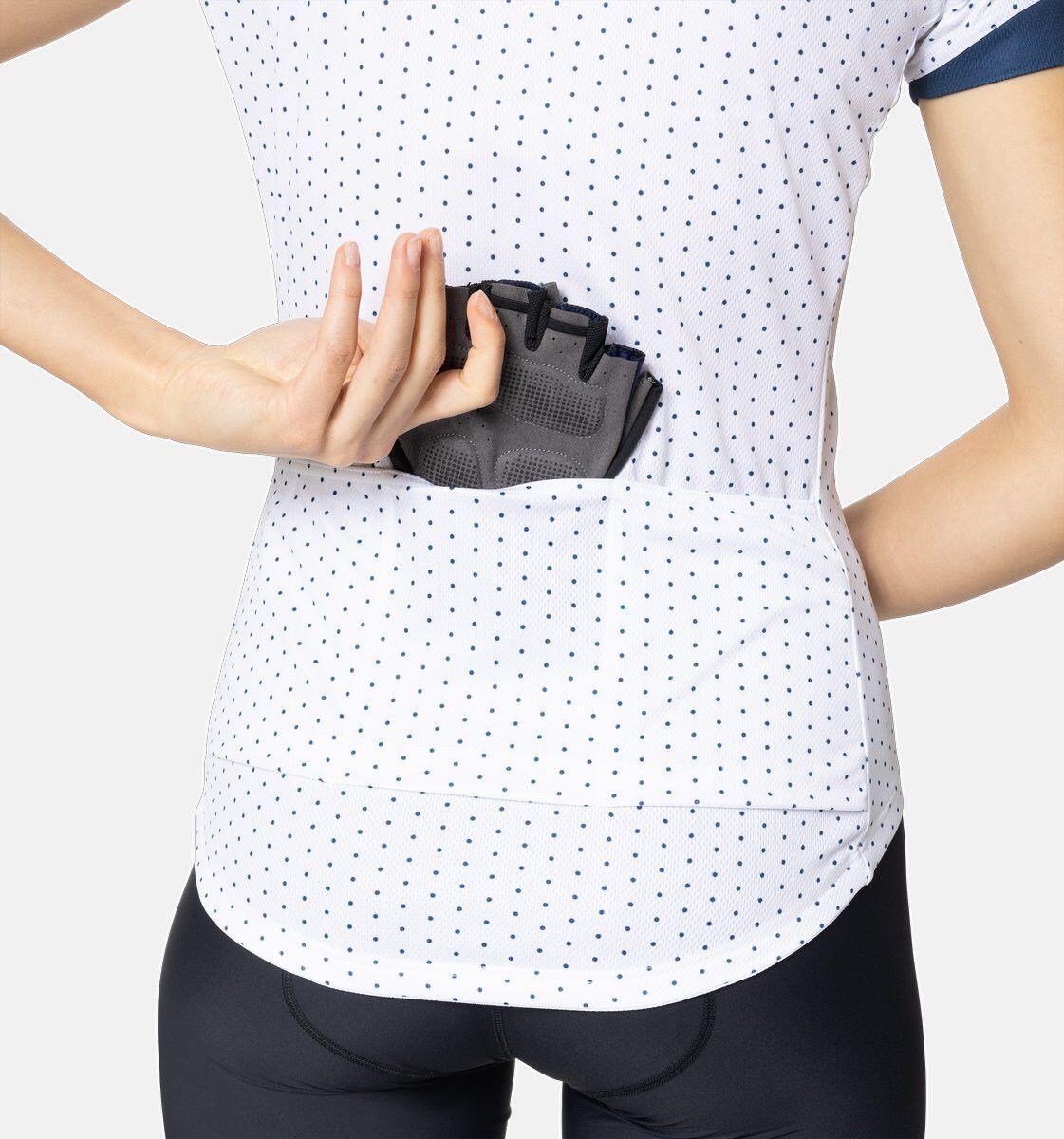 Odlo Essential Maglia donna a manica corta con zip Bianco / Blu 4/4