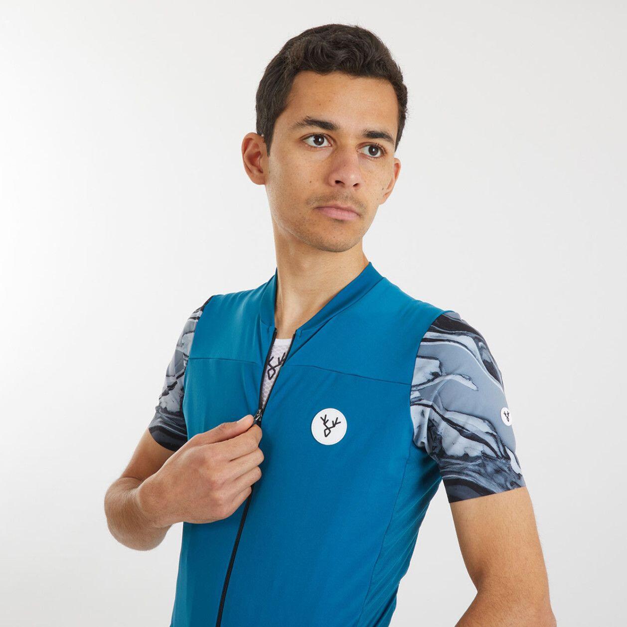 LeBram Ventoux Pétrole Short Sleeves Jersey Pelforth Blue 6/7